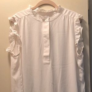 Sleeveless High Neck Button Down Blouse